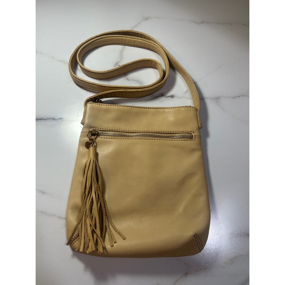 Hobo The Original Tan Leather Tassel Crossbody Bag Small Messenger Purse‎